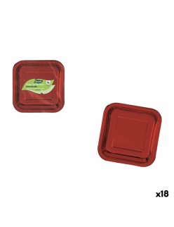 Plate set Algon Red 20 cm 10 Pieces (18 Units)