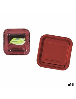 Plate set Algon Red 26 cm 3 Pieces (18 Units)