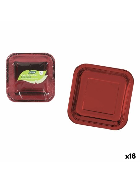 Plate set Algon Red 26 cm 3 Pieces (18 Units)