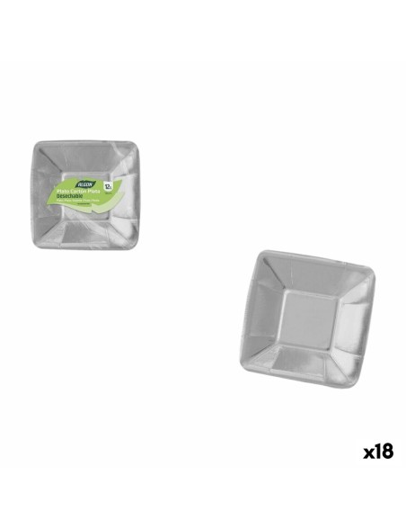 Plate set Algon Silver 18 cm 12 Pieces (18 Units)
