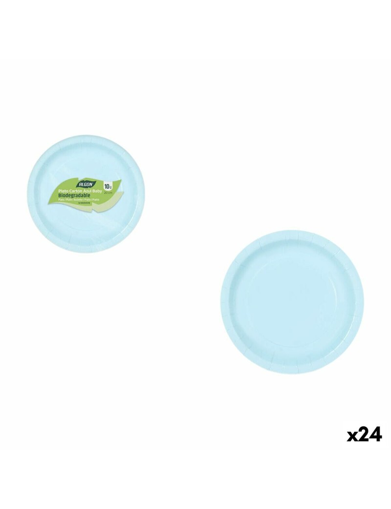 Plate set Algon Blue 20 cm 10 Pieces (24 Units)