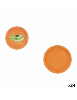 Plate set Algon Orange 20 cm 10 Pieces (24 Units)