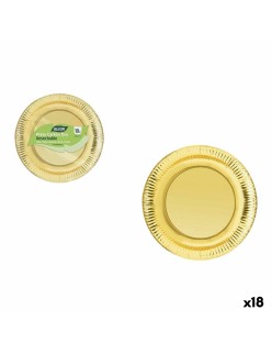 Plate set Algon Golden 23 cm 10 Pieces (18 Units)