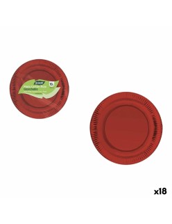 Plate set Algon Red 23 cm 10 Pieces (18 Units)