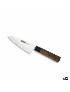 Cuchillo de Cocina Quttin DEBA Takamura Marrón Plateado 11 cm (12 Unidades)