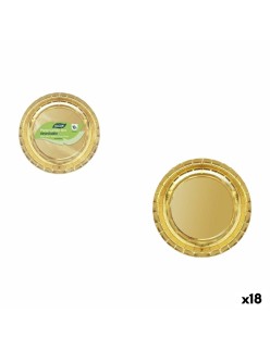 Plate set Algon Golden 20 cm 10 Pieces (18 Units)