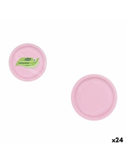 Plate set Algon Pink 20 cm 10 Pieces (24 Units)