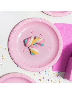Plate set Algon Pink 20 cm 10 Pieces (24 Units)
