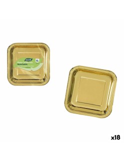 Plate set Algon Golden 23 cm 10 Pieces (18 Units)
