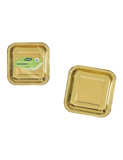 Plate set Algon Golden 23 cm 10 Pieces (18 Units)
