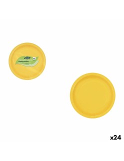 Plate set Algon Yellow 20 cm 10 Pieces (24 Units)