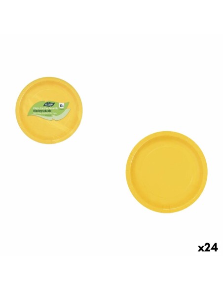 Plate set Algon Yellow 20 cm 10 Pieces (24 Units)
