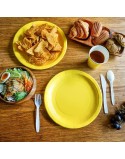 Plate set Algon Yellow 20 cm 10 Pieces (24 Units)