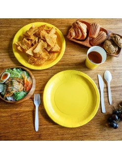 Plate set Algon Yellow 20 cm 10 Pieces (24 Units)