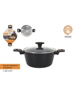 Casserole avec Couvercle MasterChef 24 cm 2,5 mm (4 Unités)