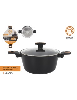 Casseruola con coperchio MasterChef 28 cm 2,5 mm (4 Unità)