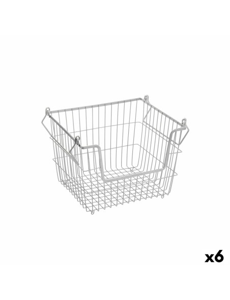Cestino Multiuso Confortime Grigio Metallo 32 x 27 x 23 cm (6 Unità)