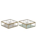 Jewelry box DKD Home Decor Green Light grey Metal Crystal 15 x 15 x 5,5 cm (2 Units)