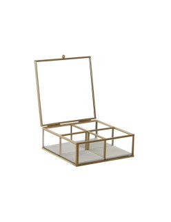 Jewelry box DKD Home Decor Green Light grey Metal Crystal 15 x 15 x 5,5 cm (2 Units)