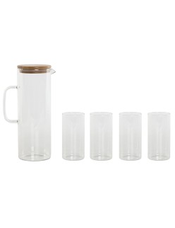 Set of glasses Home ESPRIT Transparent Bamboo Borosilicate Glass 210 ml