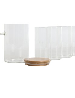 Set de Verres Home ESPRIT Transparent Bambou Verre Borosilicaté 210 ml