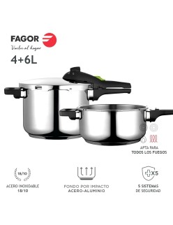 Ensemble de Marmites Express Fagor Acier inoxydable 10 L 2 Pièces