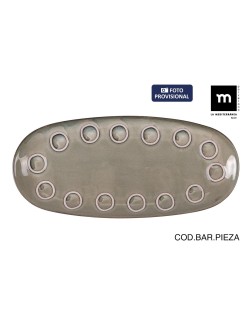 Recipiente de Cozinha La Mediterránea Almudena Cinzento Oval 33 x 14,8 x 2,7 cm (12 Unidades)
