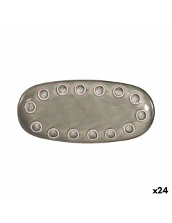 Recipiente de Cozinha La Mediterránea Almudena Cinzento Oval 25 x 12 x 2,2 cm (24 Unidades)
