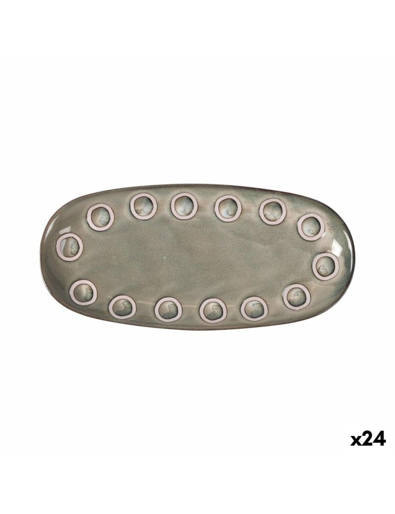 Serving Platter La Mediterránea Almudena Grey Oval 25 x 12 x 2,2 cm (24 Units)