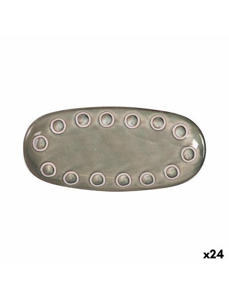 Recipiente de Cozinha La Mediterránea Almudena Cinzento Oval 25 x 12 x 2,2 cm (24 Unidades)