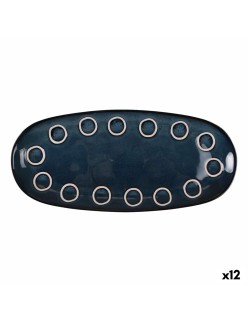 Recipiente de Cozinha La Mediterránea Almudena Azul Oval 33 x 14,8 x 2,7 cm (12 Unidades)