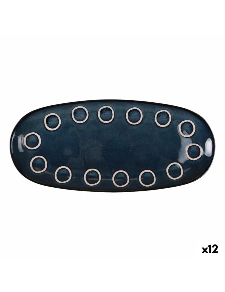Recipiente de Cozinha La Mediterránea Almudena Azul Oval 33 x 14,8 x 2,7 cm (12 Unidades)