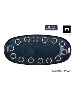 Recipiente de Cozinha La Mediterránea Almudena Azul Oval 33 x 14,8 x 2,7 cm (12 Unidades)