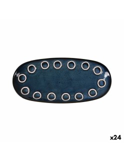 Recipiente de Cozinha La Mediterránea Almudena Azul Oval 25 x 12 x 2,2 cm (24 Unidades)