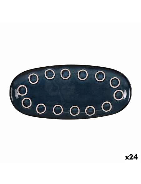 Recipiente de Cozinha La Mediterránea Almudena Azul Oval 29 x 13,5 x 2,4 cm (24 Unidades)