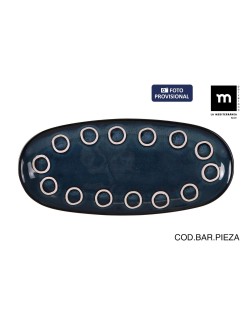 Recipiente de Cozinha La Mediterránea Almudena Azul Oval 29 x 13,5 x 2,4 cm (24 Unidades)