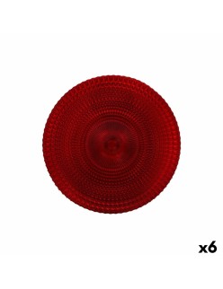 Plato Llano Alfares Alfares Rojo Vidrio Ø 31 cm (6 Unidades)