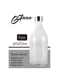 Glas-Flasche La Mediterránea Metall Glas 1 L (6 Stück)
