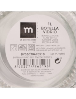 Glas-Flasche La Mediterránea Metall Glas 1 L (24 Stück)