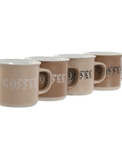 Ensemble de 4 mugs Home ESPRIT Marron Grès 285 ml 9 x 7 x 8 cm