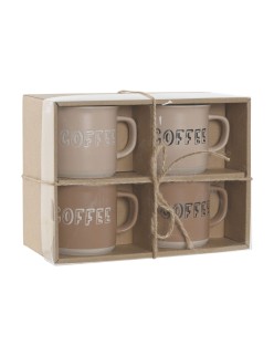 Ensemble de 4 mugs Home ESPRIT Marron Grès 285 ml 9 x 7 x 8 cm
