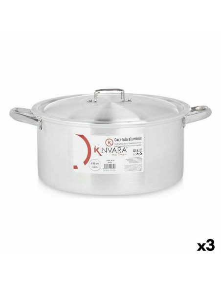 Caçarola com Tampa Kinvara 100011 Prateado 12,5 L (3 Unidades)