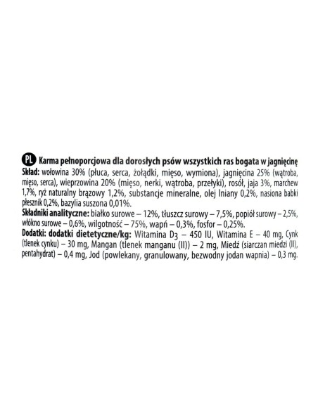 Comida húmeda Dolina Noteci Premium Cordero 400 g