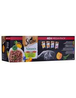 Katzenfutter Sheba Nature's Collection Mix Huhn Lachsfarben Thunfisch Truthahn 40 x 85 g