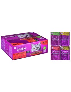Katzenfutter Whiskas Classic Meals Huhn Rindfleisch Lamm Vögel 80 x 85 g