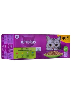 Katzenfutter Whiskas Mix Favourites in jelly Huhn Lachsfarben Thunfisch Rindfleisch 40 x 85 g