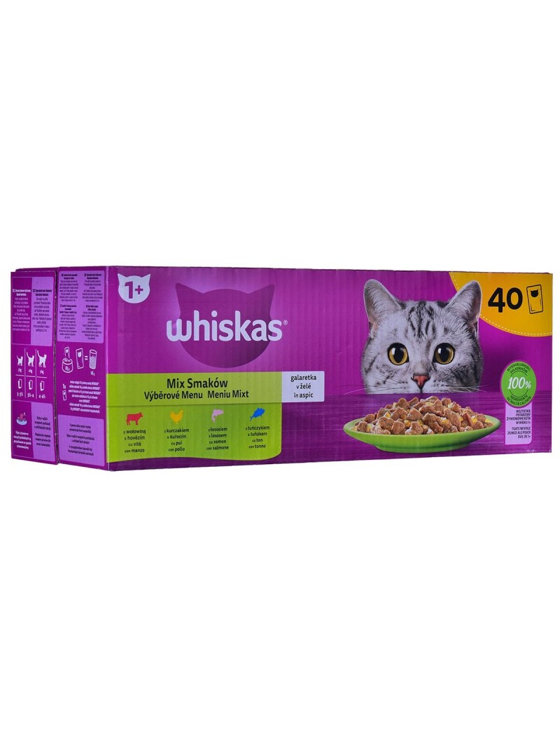Comida para gato Whiskas Mix Favourites in jelly Pollo Salmón Atún Ternera 40 x 85 g