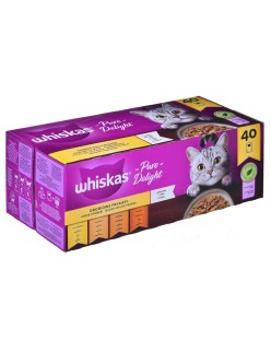 Katzenfutter Whiskas Pure Delight Huhn Truthahn Ente Vögel 40 x 85 g