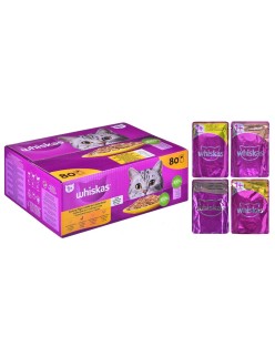 Katzenfutter Whiskas Jelly Huhn Truthahn Ente Vögel 80 x 85 g