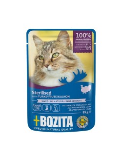 Comida para gato Bozita trozos esterilizados en gelatina con pavo 85 g